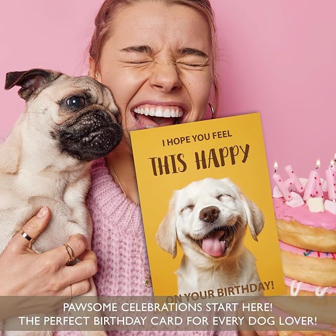 Gooji 5x7 Funny Happy Dog Birthday Card – Cute Puppy Design, Hilarious Greeting, Perfect for Dog Lovers, Men, Women, Husband, Wife