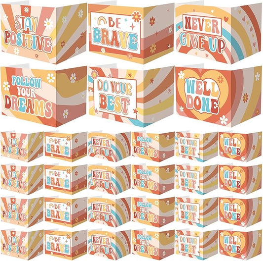 Honoson 24 Pcs Bulk Inspirational Privacy Folders for Students Cardboard Test Privacy Boards Motivational Words Desk Dividers Shield for Classroom School Study Supplies, 6 Styles(Groovy)