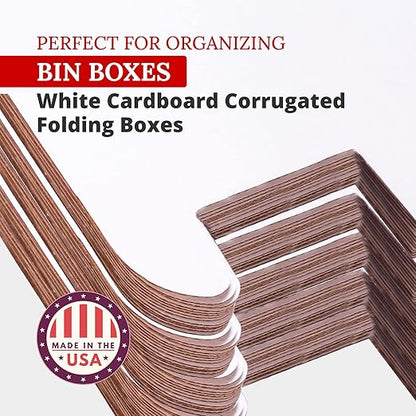 Partners Brand PBINMT212 Open Top Bin Boxes, 2" x 12" x 4 1/2", Oyster White (Pack of 50)