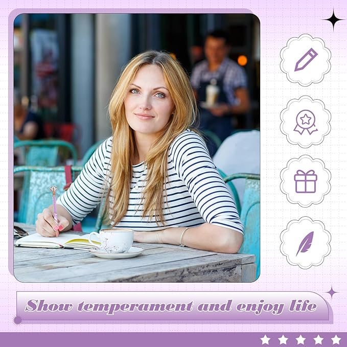 Supervitae 8 Pcs Ballpoint Pen for Women Fancy Gifts for Journaling Liquid Sand Glitter Black Ink Pens Bridal Shower Gifts for Wedding Women Office Desk School Stationery Supplies(Purple)