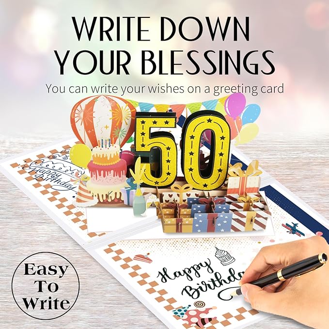 Funny 50th Birthday Card for Women Men, 3D Pop Up 50th Birthday Decorations for Her Him, Happy 50th Birthday Gifts for Mom Dad, Jumbo 50 Year Old Birthday Card, Review of 1975, Classy (8"x10")