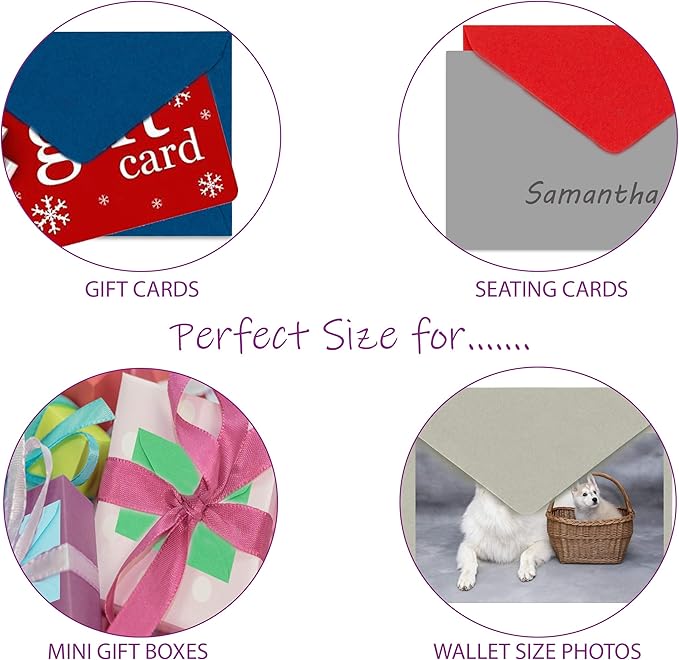 Purple Q Crafts 140 Mini Envelopes 14 Assorted Colors,Gummed closure, Gift Card, Business Card Envelopes 4"x 2.7"