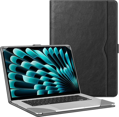 Fintie Sleeve Case for MacBook Air 15 Inch A3114 A2941 (2023 2024 Release), Premium PU Leather Folio Book Cover for MacBook Air 15.3" M2 M3 Chip with Liquid Retina Display and Touch ID, Black
