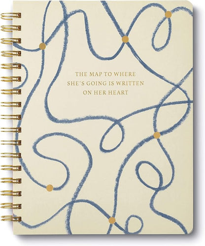 Compendium Spiral Notebook - The map to where she’s going is written on her heart. — A Designer Spiral Notebook with 192 Lined Pages, College Ruled, 7.5”W x 9.25”H