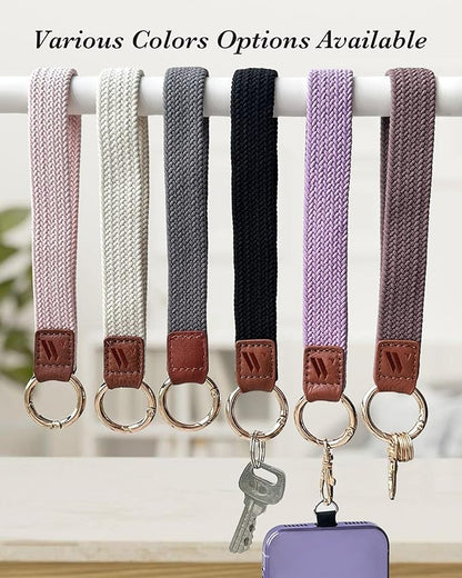 2 Pack Key Chain, Stretchy Keychain Wristlet, Cute Wrist Lanyard Strap for Car Keys for Women Men (Starlight + Black)