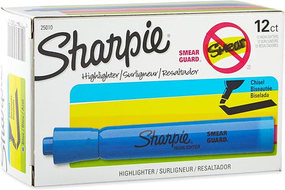 Sharpie Tank Style Highlighters, Chisel Tip, Fluorescent Blue, Box of 12