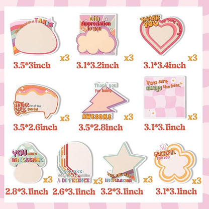 30 Pack Empowering Sticky Notes - Motivational Educator Self Sticky Notepads Inspirational Memo Pads for Appreciation Gifts Office School Supplies Birthday Party Favors, Total 600 Sheets