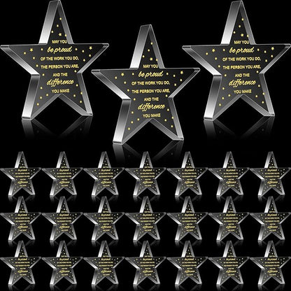 24 Pcs Employee Appreciation Awards for Coworker Acrylic Thank You Gifts Trophy Be Proud of The Work You Do Prizes for Colleague Retirement Farewell Motivational Gift (Pentagram)