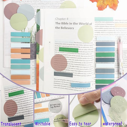 Potanro Sticky Notes 1750Pcs Sticky Tabs Transparent Book Tabs, Round Clear Sticky Notes Repositionable Color Page Markers Bible Tabs for Office Supplies and Aesthetic Bible Supplies