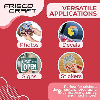 Frisco Craft Transparent Self Adhesive Laminating Roll - Self Laminating Sheets for Decals, Sticker, Photos & More - No Heat Sealing, Glossy, Clear Sheets (12" x 10 ft)