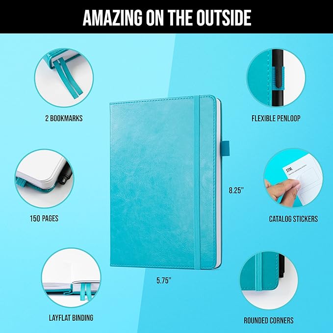 Scribbles That Matter A5 Bullet Dotted Journal Notebook | Vegan Hard Cover, 120gsm bleedproof thick paper, 150 pages, 5.75 x 8.5in, 2 bookmarks, tab stickers, penloop | For Work | Bottle Green