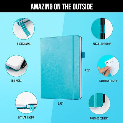 Scribbles That Matter A5 Bullet Dotted Journal Notebook | Vegan Hard Cover, 120gsm bleedproof thick paper, 150 pages, 5.75 x 8.5in, 2 bookmarks, tab stickers, penloop | For Work | Black