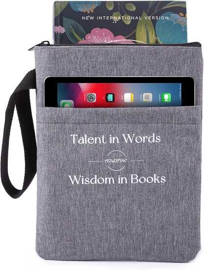 Book Sleeve for Book Lovers - Book Covers with Zipper Pockets - Canvas Book Protector for Paperbacks, Softcover - Washablle Book Pouch - Book Carrying Case - Book Carrier- Book Gift