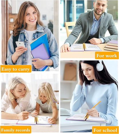 5 Subject Notebook College Ruled with Removable Pocket Dividers Tabs, 240 Pages Spiral Notebook 8.5 x 11, Lined Journal Notebook for Women , Hardcover Notebooks for Work School Note taking A4 Purple