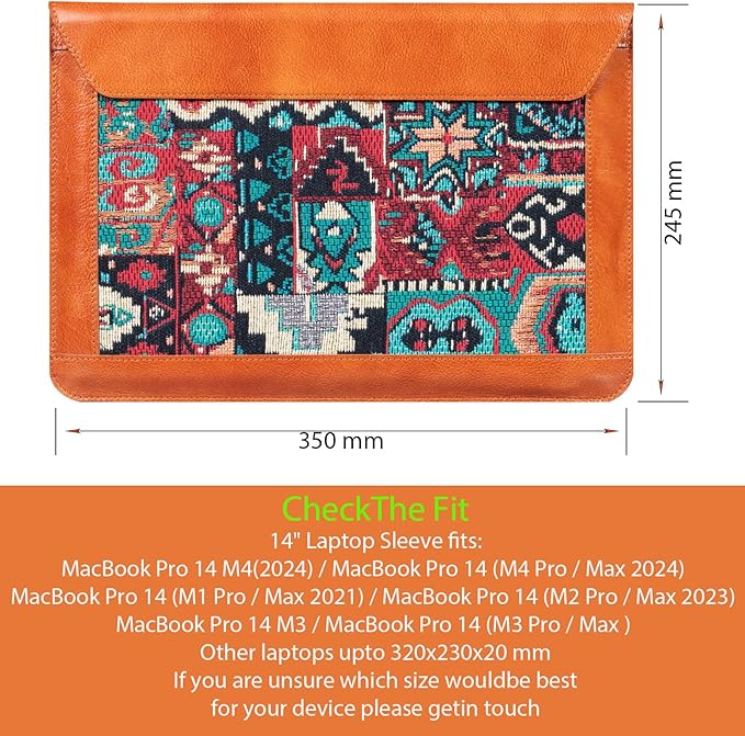 14 Inch Laptop Sleeve for 14 Inch MacBook Pro/Max M3 M2 M1 Notebook Laptop Case,Genuine Leather Laptop Cover for 14 Inch Notebook,Macbook Travel Protective Case with Buckle,Brown