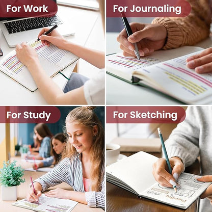 Bullet Dotted Journal Notebook for Women & Men, Hardcover Leather Journal for Writing, A5 Bullet Journaling Notebook for Work & Sketching, Perfect for Office School Home Supplies, 160 Pages, Black