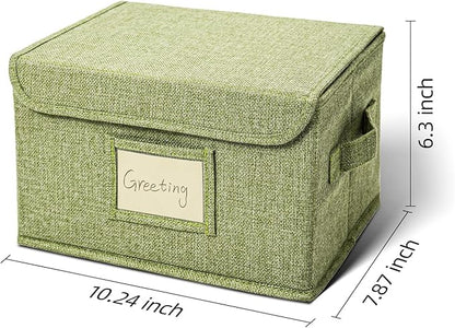 Vienrose Greeting Card Organizer Storage Box with 20 Removable Dividers, 84 Self-stick Labels, Perfect for Photos, Envelopes, Scrapbooking, Paper, Stickers Holder 2 Pack Grass Green