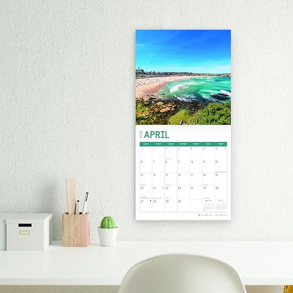 2025 Beaches Monthly Wall Calendar by Bright Day, Includes Over 300 Stickers, 12 x 12 Inch