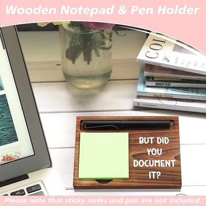 Sticky Note Holder Wooden Notepad & Pen Holder 6.5" x 4.7" Sticky Note Pad Holder Dispenser for Desk Work Humor Gifts, NPA178