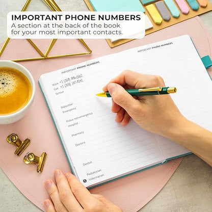 Clever Fox Address Book with alphabetic tabs - PU Leather Telephone and Address Book for Keeping Contacts Safe, Contact Organizer Journal, Medium Size (5.3″ x 7.7″) Hardcover, Aquamarine