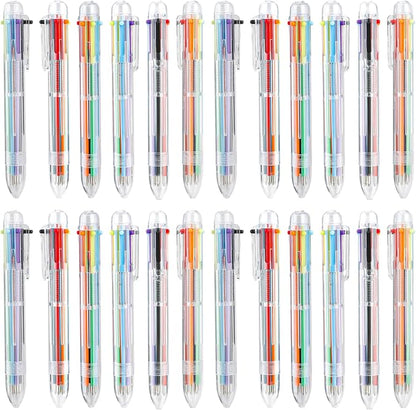 Easter Basket Stuffers 24 PCS Ballpoint Pens for School 6-in-1 Colored Pens Ballpoint Party Favors Office Supplies Multicolor Pens Back to School Gifts for Kid Students Son Daughter Classroom Birthday
