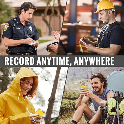 POPYOLA 1 Pack Waterproof Pocket Notebook, 3x5 Pocket Notepad, All Weather Mini Spiral Notepad, Write in the Rain Police Notepad with 100 Squared Pages for Outdoor Home Office School, Yellow