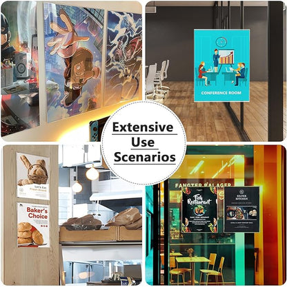 MaxGear Acrylic Sign Holder 8.5 x 11 Wall Mount Clear Plastic Sign Holders with Double-Sided Tape, Clear Sign Holder Paper Poster Door Document Flyer Acrylic Frame for Office, Home, Store, Restaurant