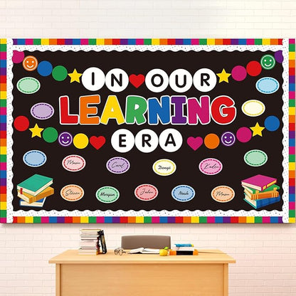 Kosiz 94 Pcs Friendship Bracelet Bulletin Board Decorations Set Back to School Paper Cutouts DIY in Our Learning Era Classroom Decorations Kit Colorful Bulletin Border Trim for School Chalkboard Wall