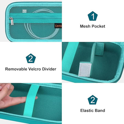 Canboc Carrying Case for NIIMBOT B21 Label Maker, Portable Bluetooth Thermal Label Printer Bag with Removable Shoulder Strap, Mesh Pocket fit Printer Labels, USB Cable, Turquoise (Case Only)