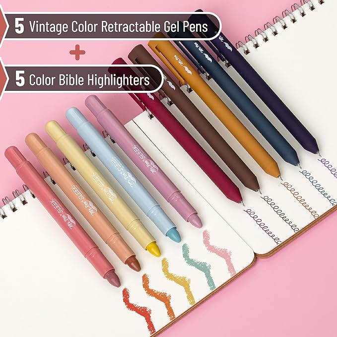 Mr. Pen- Bible Highlighters and Pens, 10 Pack, Gel Highlighters, Colorful Bible Highlighters No Bleed, Gel Highlighter No Bleed Through, Aesthetic Pens, Colored Ink Gel Pens, Cute Pens