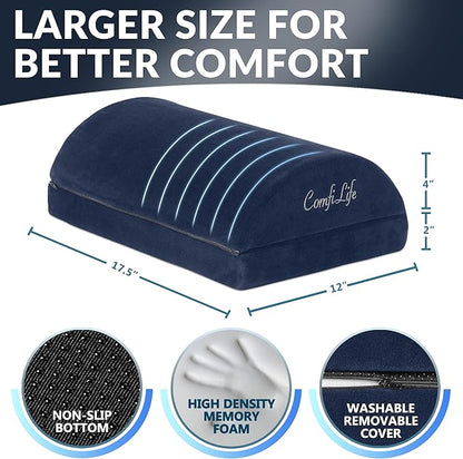 ComfiLife Foot Rest Under Desk for Office Use – Adjustable Height Memory Foam Foot Stool Under Desk for Office Chair & Gaming Chair – Ergonomic Under Desk Foot Rest for Back & Hip Pain Relief (Navy)