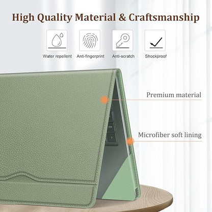 Fintie Sleeve Case for 12.4 Inch Microsoft Surface Laptop Go 3/2/1 (Model: 2013/1943), Premium PU Leather Protective Folio Book Cover with Large Pocket (Sage)