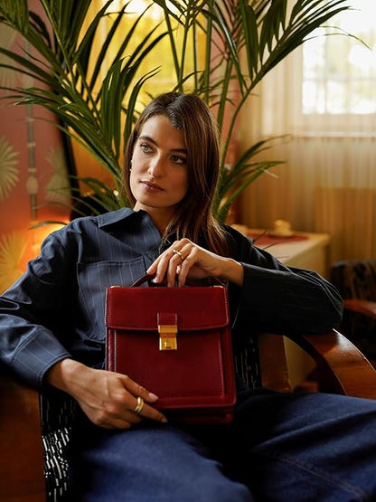 Time Resistance Small Leather Briefcase for Men - Crossbody Bag - Italian Leather Messenger Bag - Gift Box Included