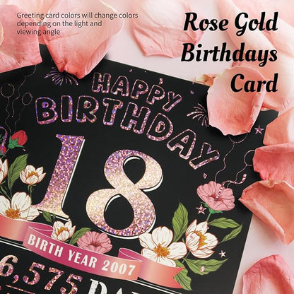 18th Birthday Card for Girls Daughter, Jumbo Pop Up 18th Birthday Cards for Her Granddaughter, Happy 18th Birthday Decorations for 18 Year Old Girls Daughter Funny Birthday Gifts, Review of 2007, Pink