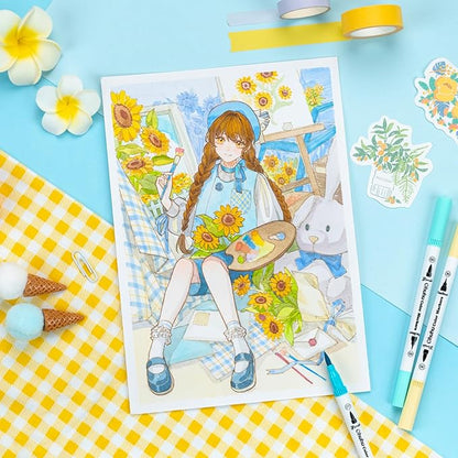 Ohuhu Markers for Adult Coloring Books No bleeding 36 Pastel Colors Coloring Markers Water-based Dual Tips Fineliner & Brush Drawing Pens Art Markers for Kids Adults Sketch Journal - Maui