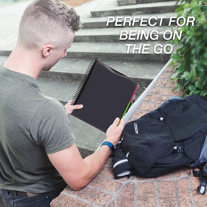 Samsill Deluxe 24 Pocket Spiral Project Organizer with Refillable Notepad Holder, Customizable Front Cover, 12 Dividers with Erasable Write-On Tabs in Fashion Colors, Plastic Folders with Pockets