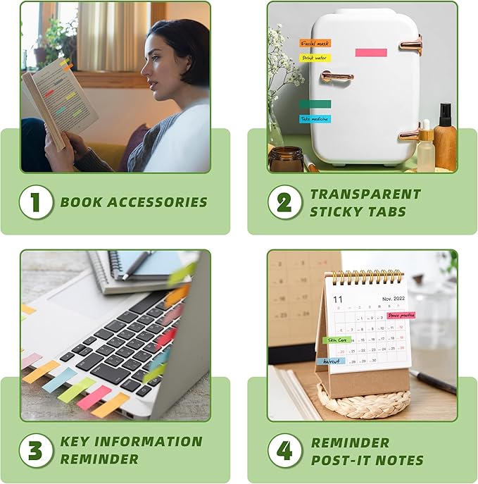 2800-Pcs Sticky/Book Tabs, Writable Morandi Translucent Book Markers Sticky Note Tabs, Repositionable Book Flags Strip, Post It Notes, Book Annotation Supplies, Annotation Tabs, File Index Tabs