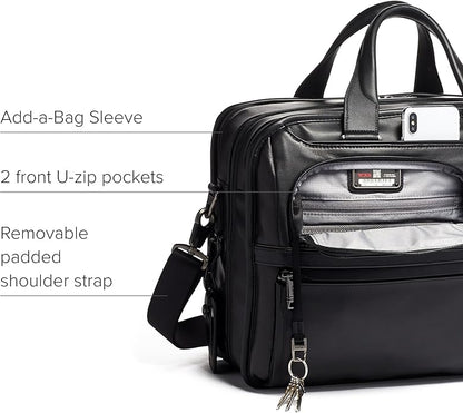 TUMI Alpha Expandable Organizer Laptop Briefcase - 15-Inch Laptop Briefcase Organizer for Men & Women - Travel Laptop Bag - Black Leather