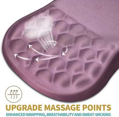 Hokafenle Ergonomic Mouse Pad Wrist Support with Massage Design, Wrist Rest Pain Relief Mousepad with Memory Foam&Non-Slip PU Base, Mouse Pads for Wireless Mouse & Desk (12x8 inch,Dark Pink)