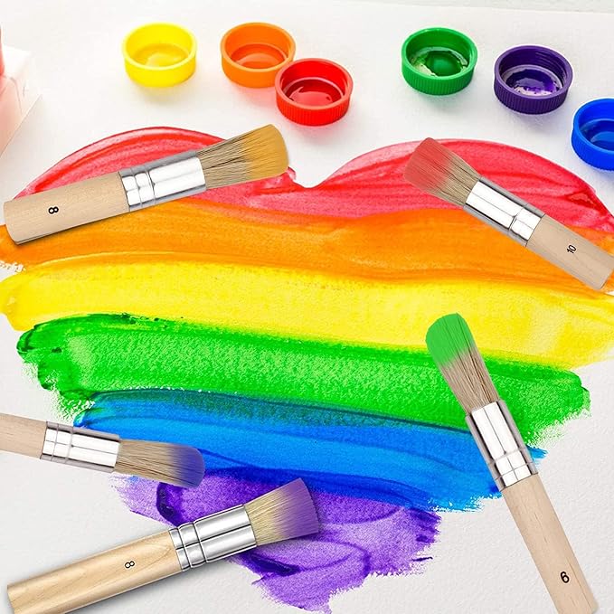 Wooden Stencil Brush (Set of 3), Natural Bristle Brushes Perfect for Acrylic Painting, Oil Painting, Watercolor Painting, Stencil Project, Card Making and DIY Art Crafts