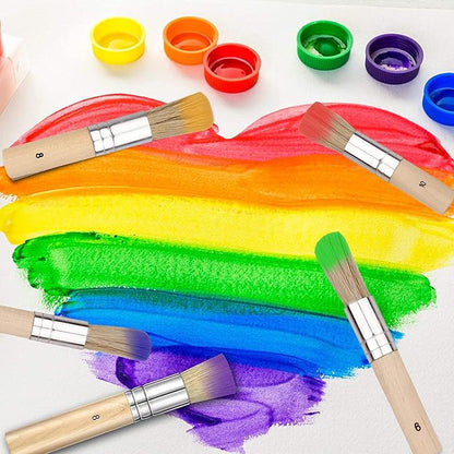 Wooden Stencil Brush (Set of 3), Natural Bristle Brushes Perfect for Acrylic Painting, Oil Painting, Watercolor Painting, Stencil Project, Card Making and DIY Art Crafts