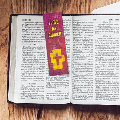 I Love My Church, Bulk Pack of 25 Christian Bookmarks for Kids, Childrens Faith Book Markers, Sunday School Prizes, Religious Gifts for Kids & Youth