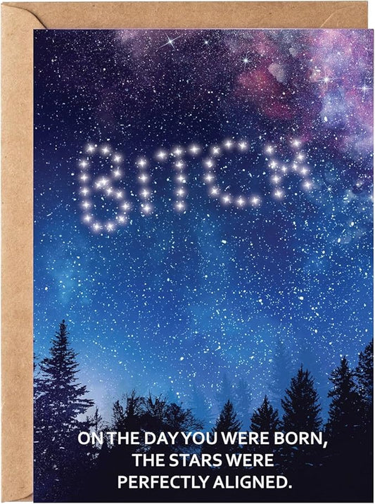 Gelid On The Day You Were Born, The Stars Were Perfectly Aligned - Funny Happy Birthday Cards for Women Her Sister - Humorous Thinking of You Gift Idea Best Friend - Bday Card for Bestie Girlfriend