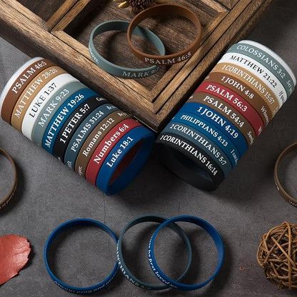 QEERBSIN Bible Verses Bracelets Motivational Christian Rubber Bracelets Faith Hope Wristbands Bracelets for Men Women Teens