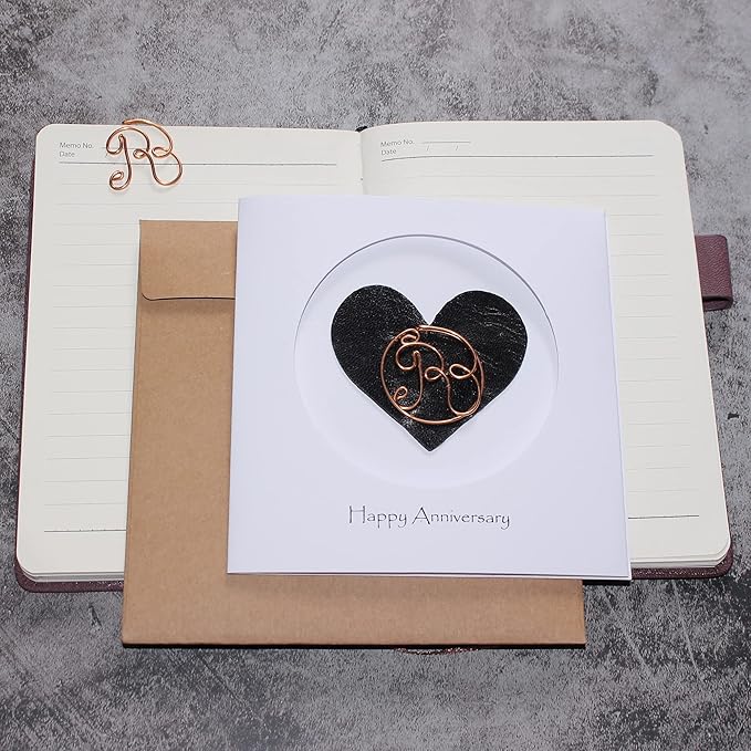 Personalized Initial Copper Card, Copper Initial, Anniversary Card for Her, Couple, Gift for Her (R)