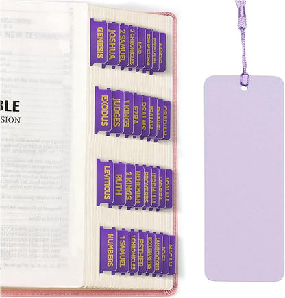 Bible Tabs for Study Bible, New & Old Testament Tabs Matte Laminated Bible Book Tabs Bible Journaling Supplies for Women(Large Print, Easy to Read) (Purple-1)