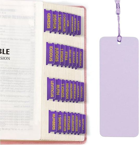Bible Tabs for Study Bible, New & Old Testament Tabs Matte Laminated Bible Book Tabs Bible Journaling Supplies for Women(Large Print, Easy to Read) (Purple-1)