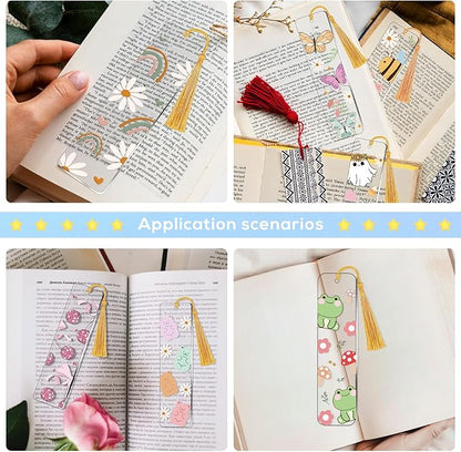 Luvsweeets Fruit UV DTF Bookmark Wraps - 16 Sheets Cute UV DTF Decals for Acrylic Bookmarks Ghost Butterfly Strawberry Flower UVDTF Decals DIY Blank Bookmarks Rub on Transfers Stickers for Book Lover