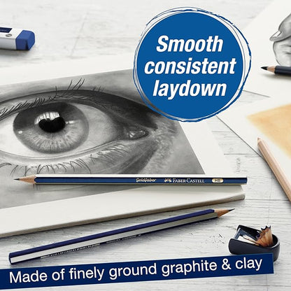Faber-Castell Graphite Pencils Drawing Set: 12 Art Pencils for Sketching (4H, 3H, 2H, H, F, HB, B, 2B, 3B, 4B, 5B, and 6B), Shading Pencils for Drawing and Sketching, Graphite Drawing Kit, FC900012