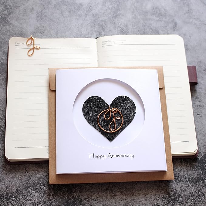 Personalized Initial Copper Card, Copper Initial, Anniversary Card for Her, Couple, Gift for Her (J)
